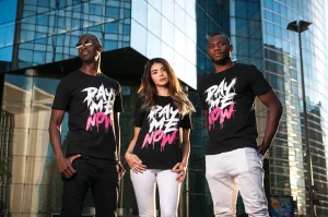 T-shirts PMN version noir/rose